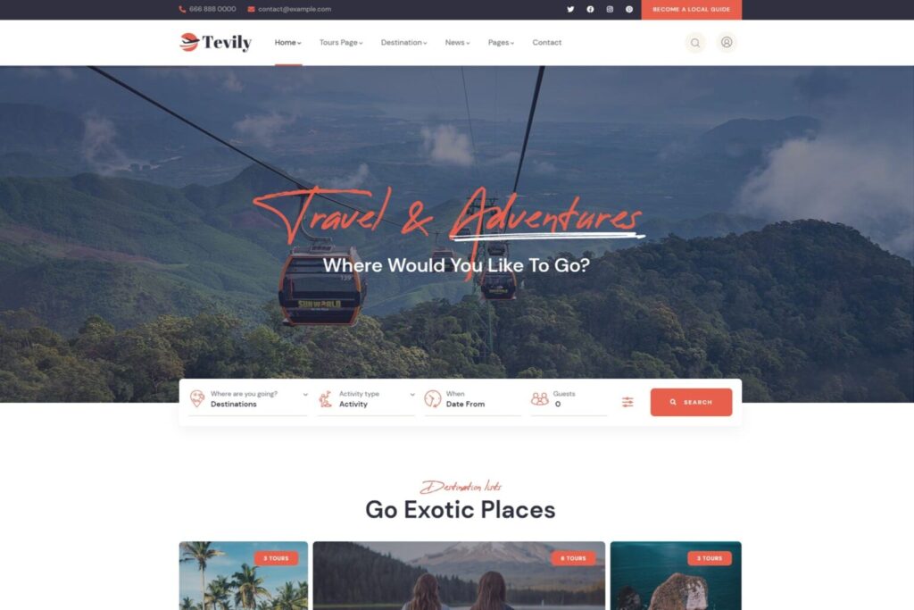 Tevily Travel & Tour Booking WordPress Theme